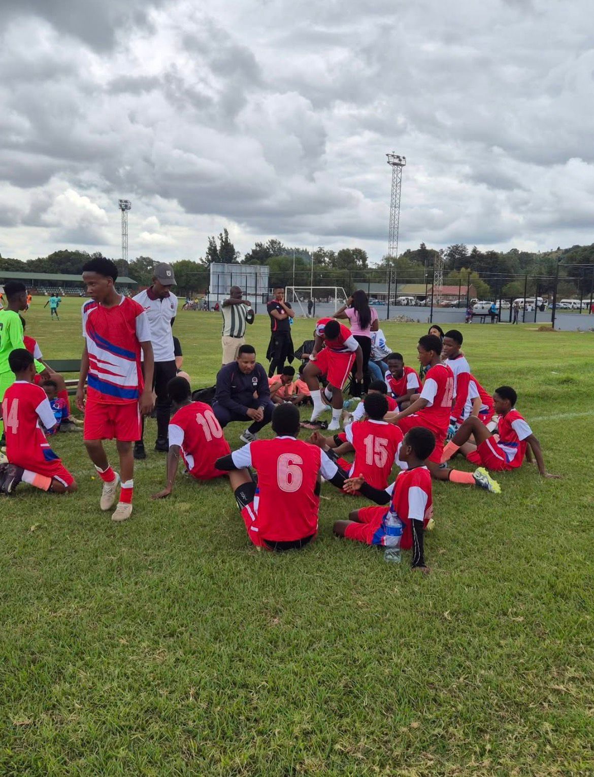 Royal Rovers FC team huddle